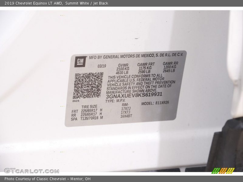 Summit White / Jet Black 2019 Chevrolet Equinox LT AWD