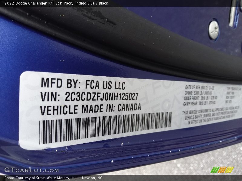 Indigo Blue / Black 2022 Dodge Challenger R/T Scat Pack