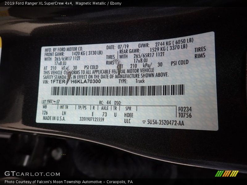 Magnetic Metallic / Ebony 2019 Ford Ranger XL SuperCrew 4x4