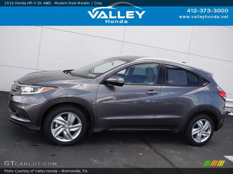 Modern Steel Metallic / Gray 2019 Honda HR-V EX AWD