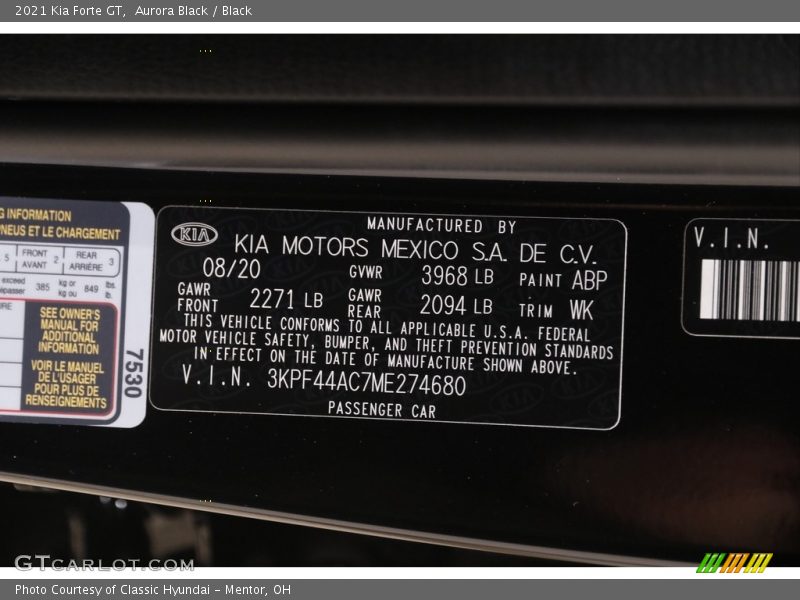 Aurora Black / Black 2021 Kia Forte GT