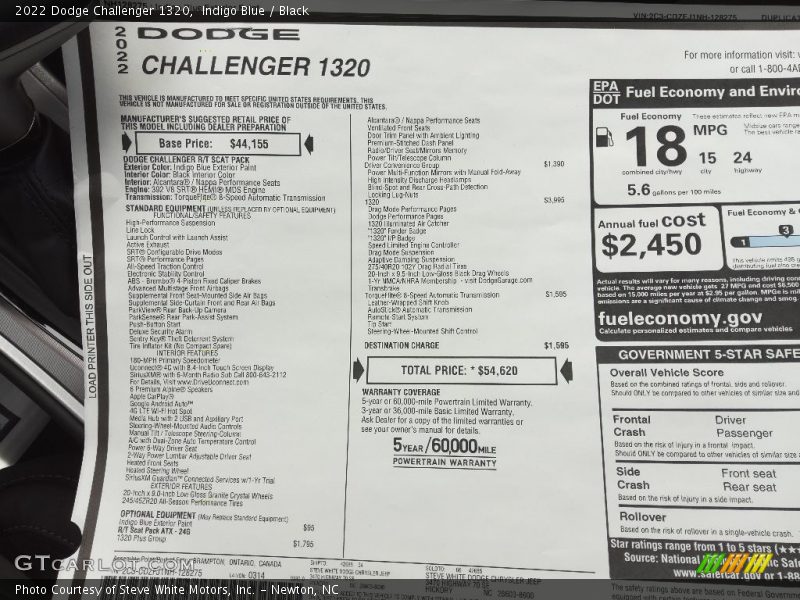 Indigo Blue / Black 2022 Dodge Challenger 1320