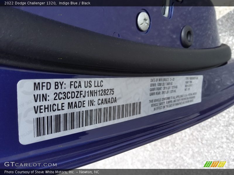 Indigo Blue / Black 2022 Dodge Challenger 1320