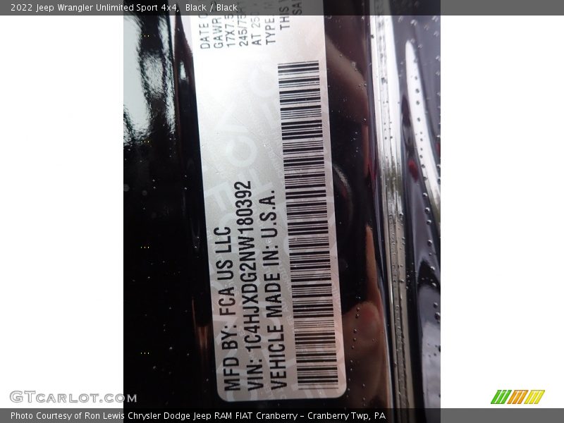 Black / Black 2022 Jeep Wrangler Unlimited Sport 4x4