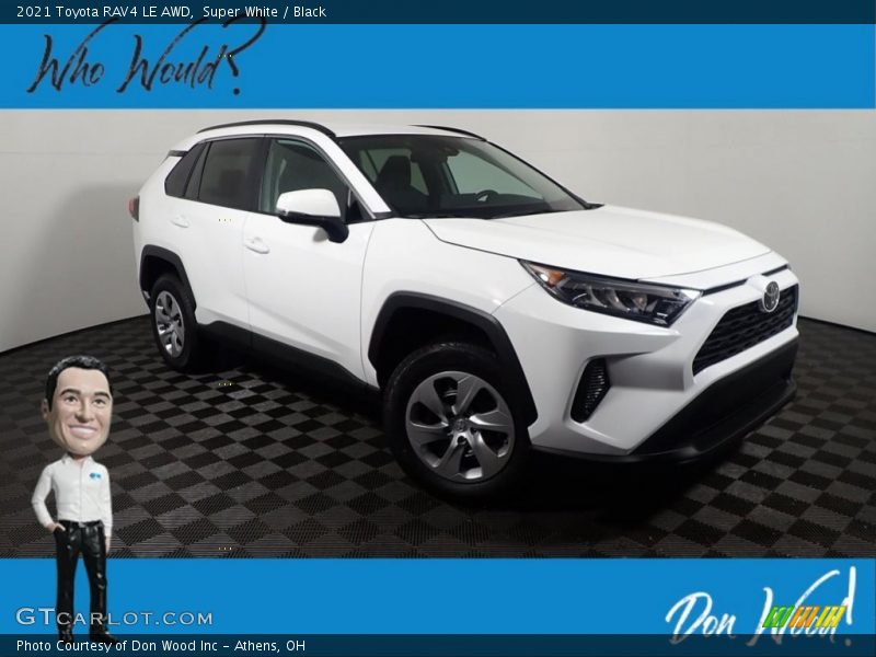 Super White / Black 2021 Toyota RAV4 LE AWD