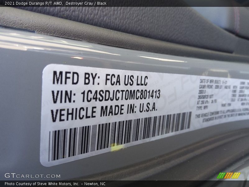 Destroyer Gray / Black 2021 Dodge Durango R/T AWD