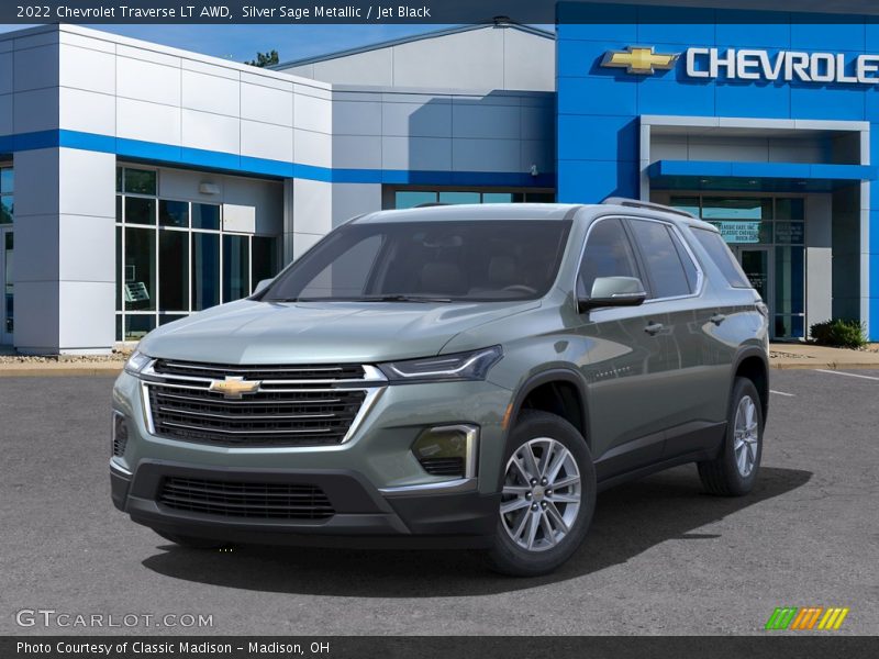 Silver Sage Metallic / Jet Black 2022 Chevrolet Traverse LT AWD