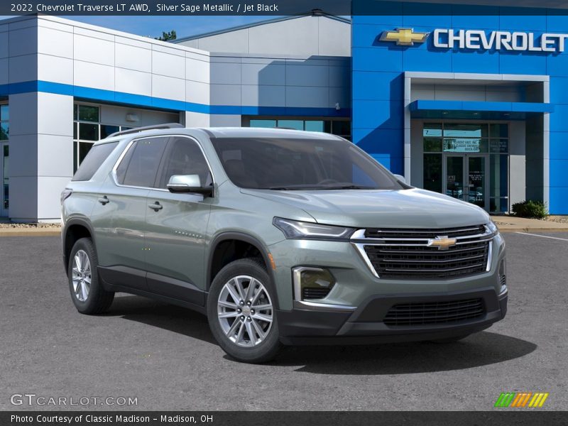 Silver Sage Metallic / Jet Black 2022 Chevrolet Traverse LT AWD
