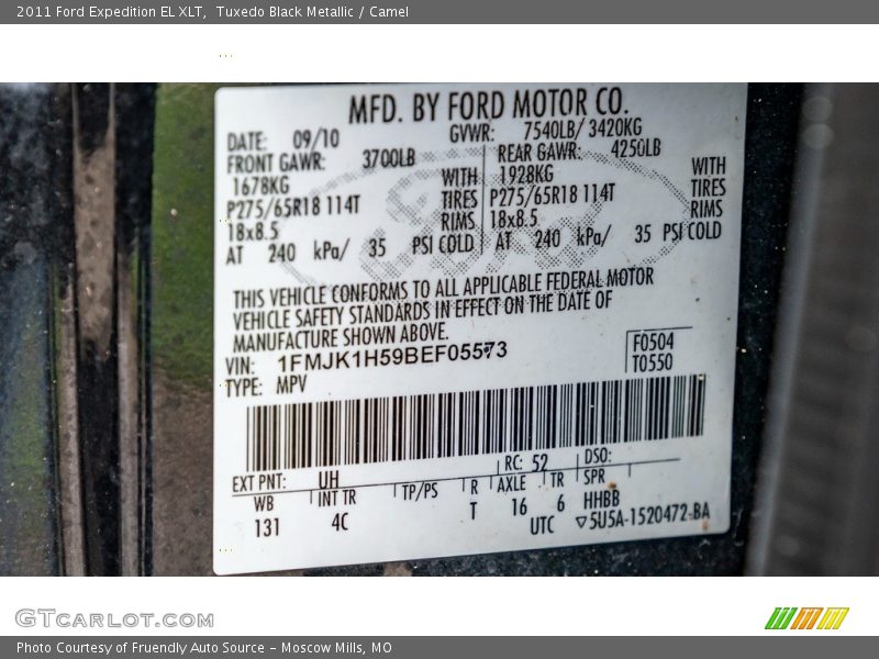 Tuxedo Black Metallic / Camel 2011 Ford Expedition EL XLT