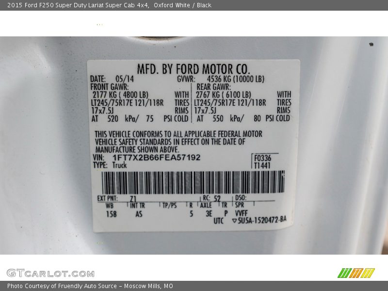 Oxford White / Black 2015 Ford F250 Super Duty Lariat Super Cab 4x4