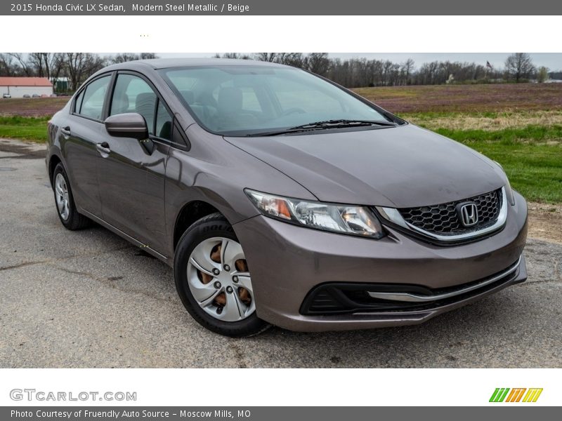 Modern Steel Metallic / Beige 2015 Honda Civic LX Sedan