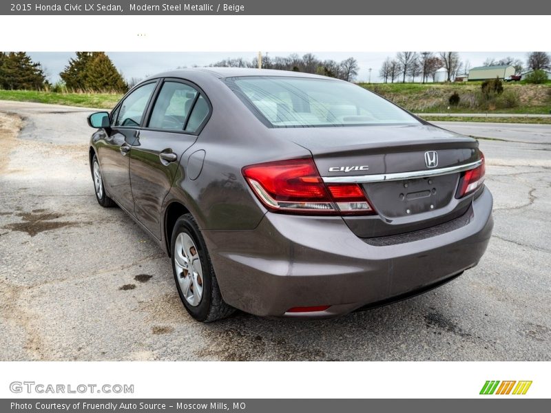 Modern Steel Metallic / Beige 2015 Honda Civic LX Sedan