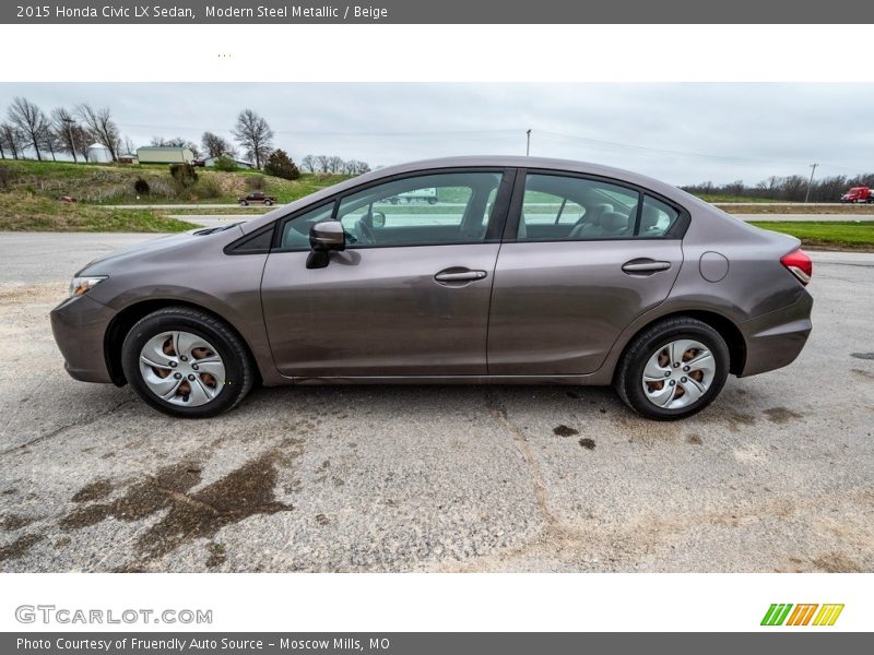 Modern Steel Metallic / Beige 2015 Honda Civic LX Sedan