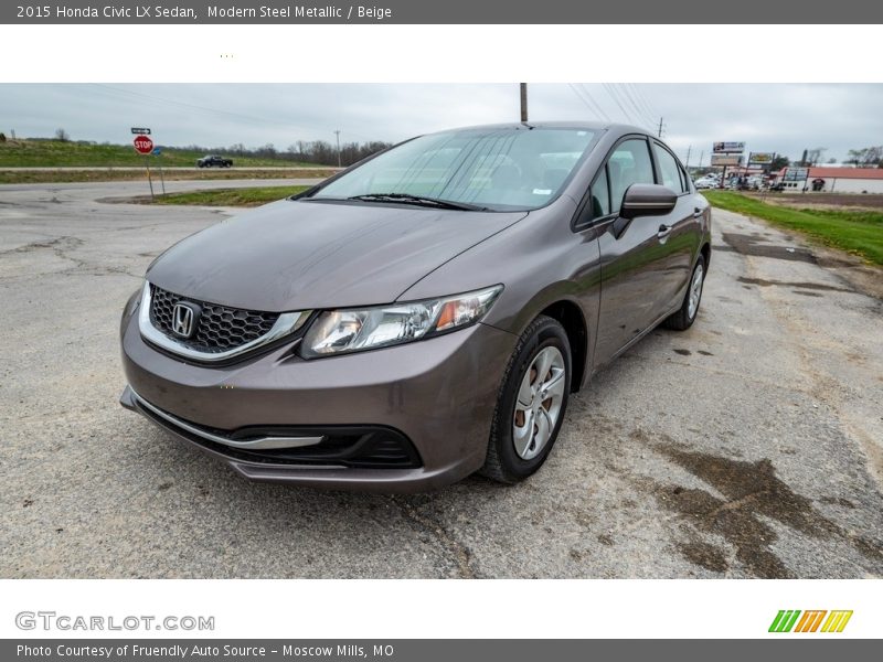 Modern Steel Metallic / Beige 2015 Honda Civic LX Sedan