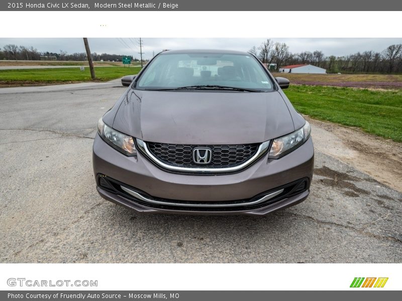 Modern Steel Metallic / Beige 2015 Honda Civic LX Sedan