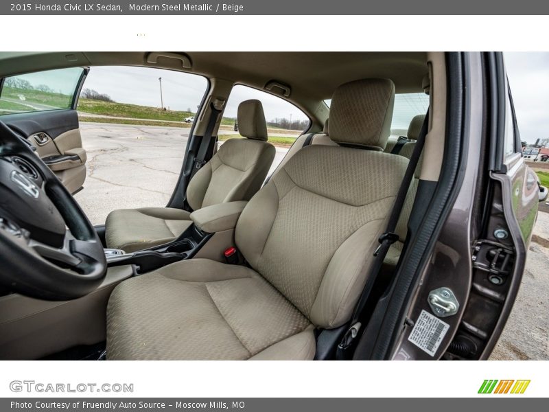 Modern Steel Metallic / Beige 2015 Honda Civic LX Sedan