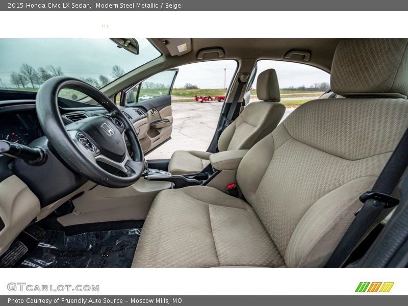 Modern Steel Metallic / Beige 2015 Honda Civic LX Sedan