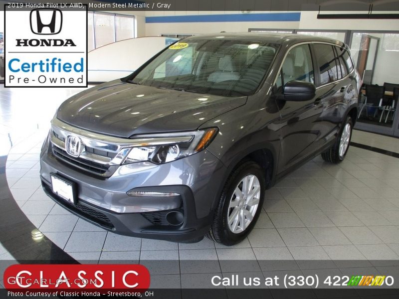 Modern Steel Metallic / Gray 2019 Honda Pilot LX AWD