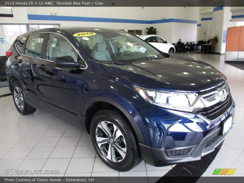 Obsidian Blue Pearl / Gray 2019 Honda CR-V LX AWD