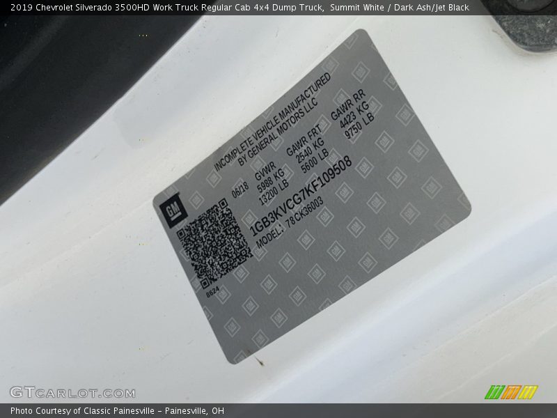 Summit White / Dark Ash/Jet Black 2019 Chevrolet Silverado 3500HD Work Truck Regular Cab 4x4 Dump Truck