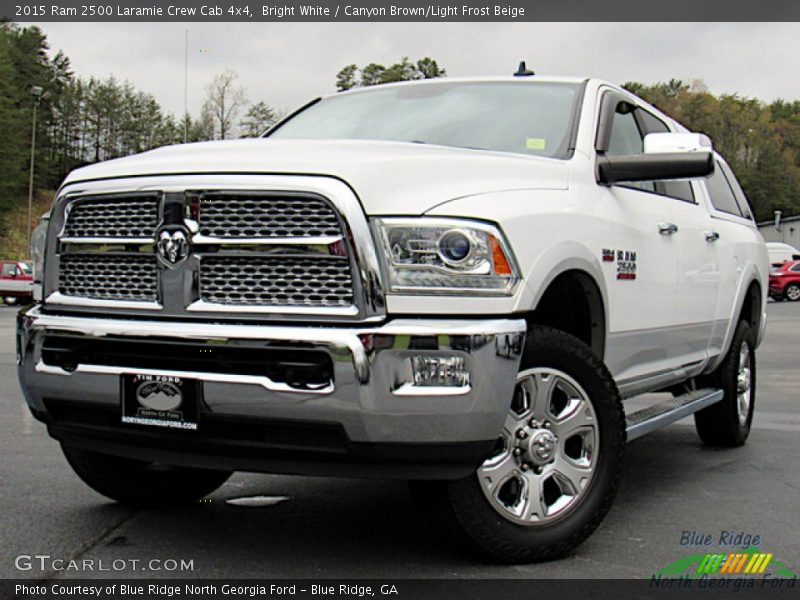 Bright White / Canyon Brown/Light Frost Beige 2015 Ram 2500 Laramie Crew Cab 4x4