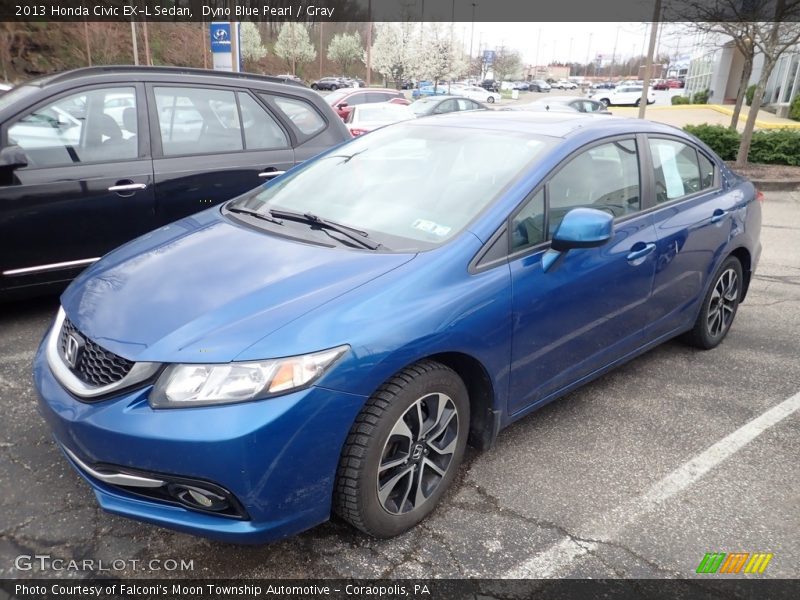 Dyno Blue Pearl / Gray 2013 Honda Civic EX-L Sedan