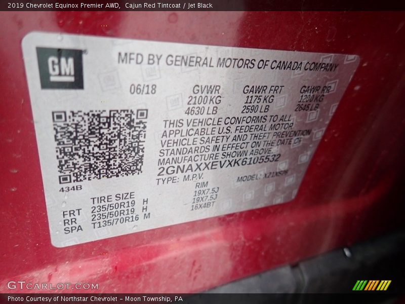 Cajun Red Tintcoat / Jet Black 2019 Chevrolet Equinox Premier AWD