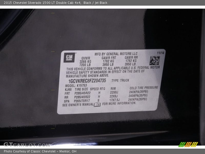 Black / Jet Black 2015 Chevrolet Silverado 1500 LT Double Cab 4x4
