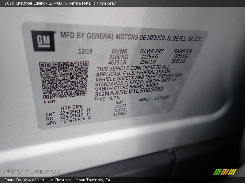 Silver Ice Metallic / Ash Gray 2020 Chevrolet Equinox LS AWD