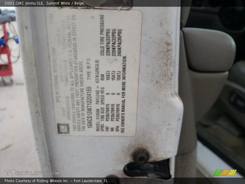Summit White / Beige 2001 GMC Jimmy SLE