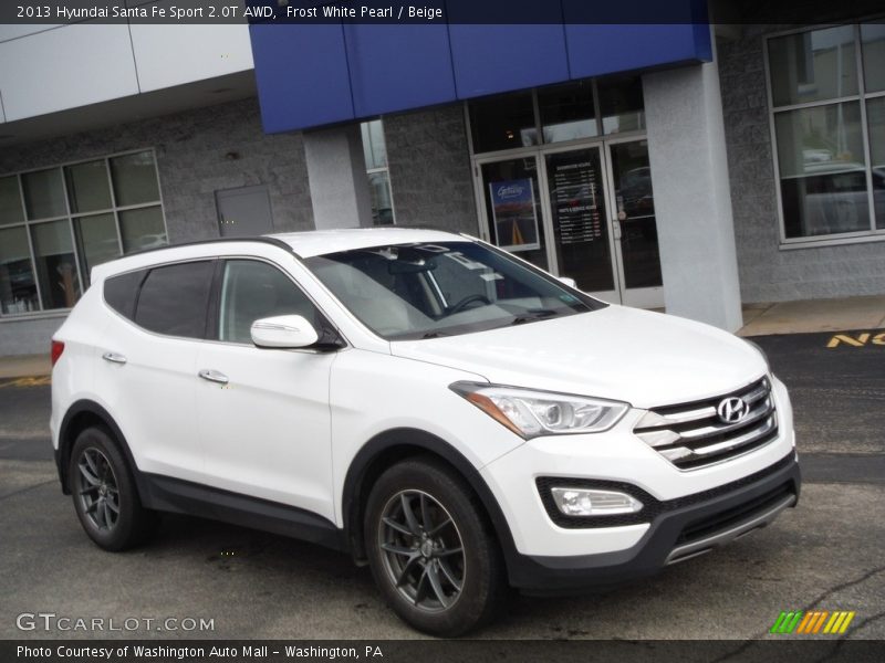 Frost White Pearl / Beige 2013 Hyundai Santa Fe Sport 2.0T AWD