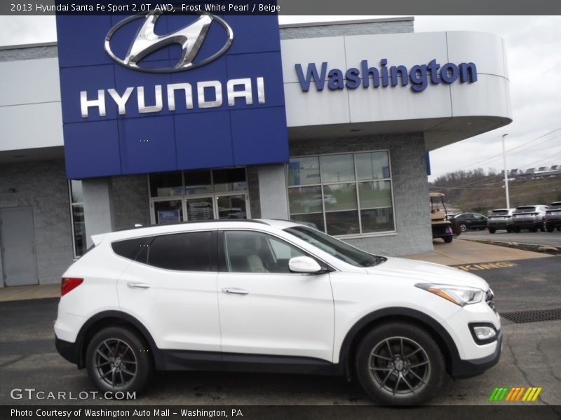 Frost White Pearl / Beige 2013 Hyundai Santa Fe Sport 2.0T AWD