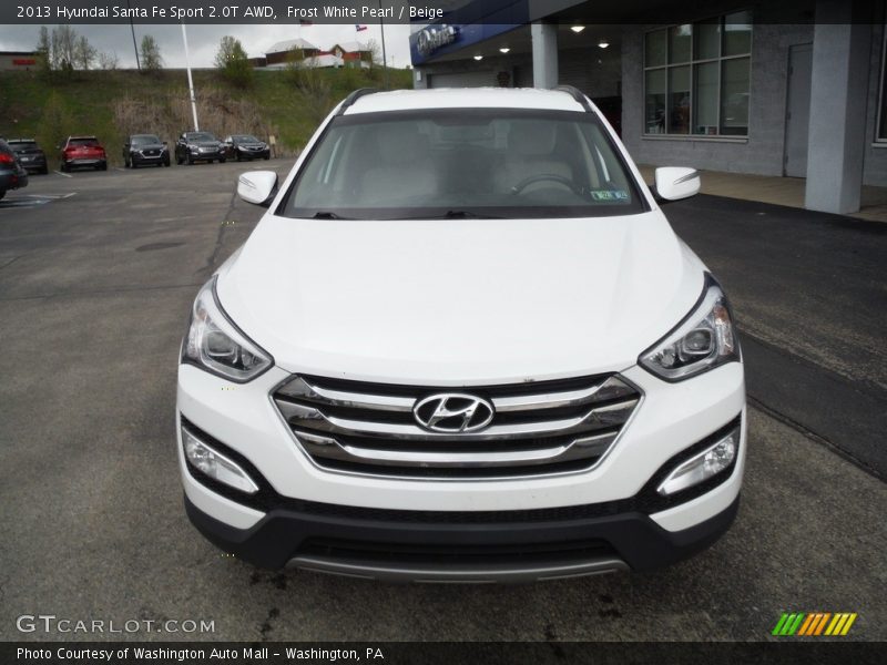 Frost White Pearl / Beige 2013 Hyundai Santa Fe Sport 2.0T AWD