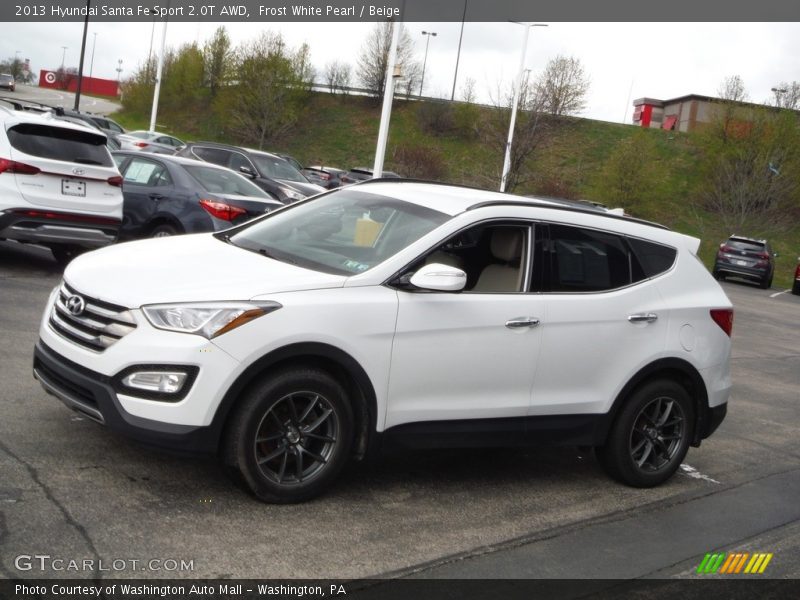 Frost White Pearl / Beige 2013 Hyundai Santa Fe Sport 2.0T AWD