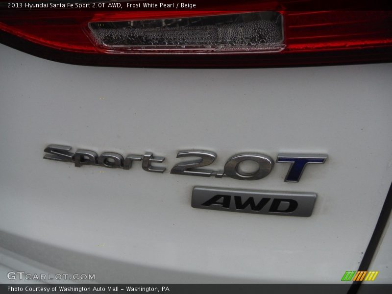 Frost White Pearl / Beige 2013 Hyundai Santa Fe Sport 2.0T AWD