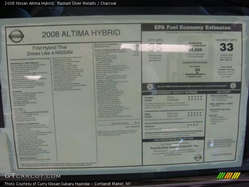 Radiant Silver Metallic / Charcoal 2008 Nissan Altima Hybrid