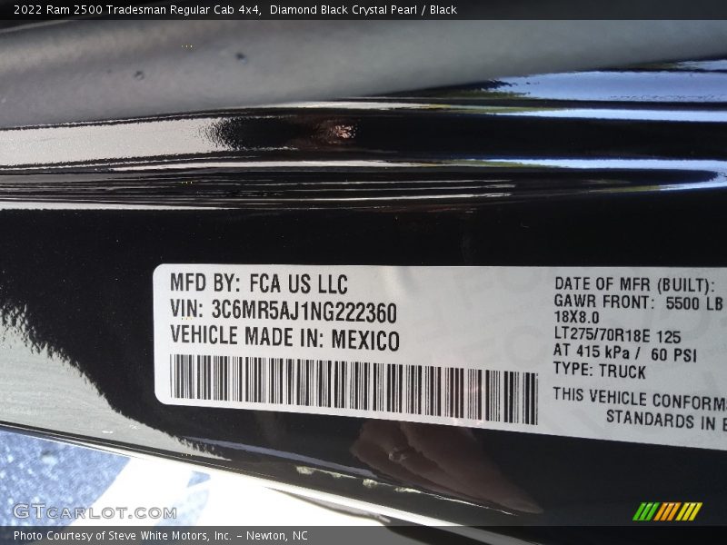 Diamond Black Crystal Pearl / Black 2022 Ram 2500 Tradesman Regular Cab 4x4