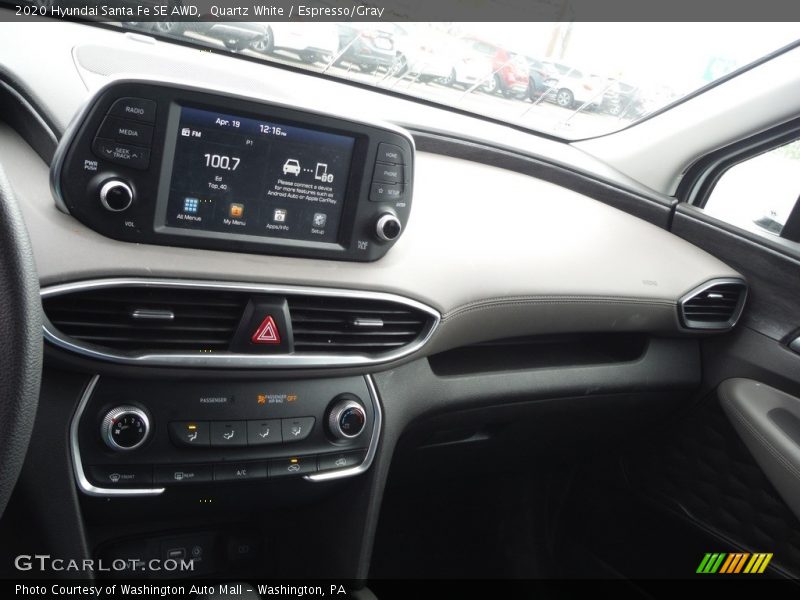 Quartz White / Espresso/Gray 2020 Hyundai Santa Fe SE AWD
