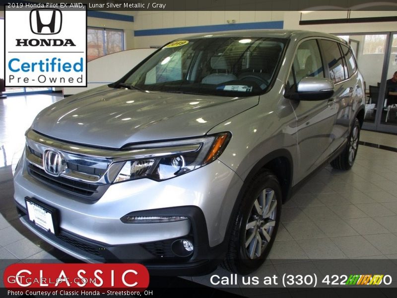 Lunar Silver Metallic / Gray 2019 Honda Pilot EX AWD