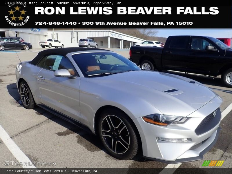 Ingot Silver / Tan 2018 Ford Mustang EcoBoost Premium Convertible