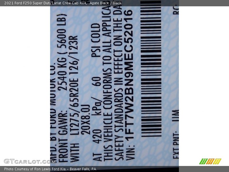 Agate Black / Black 2021 Ford F250 Super Duty Lariat Crew Cab 4x4