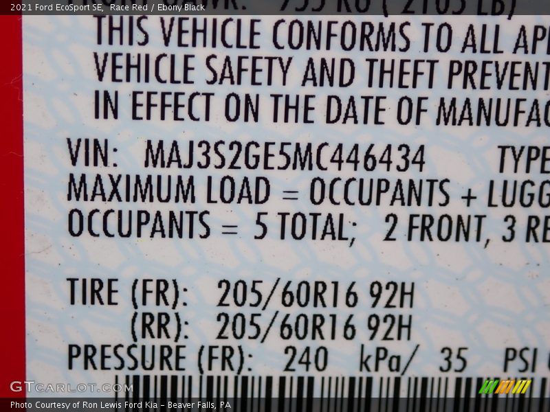 Race Red / Ebony Black 2021 Ford EcoSport SE