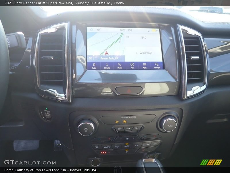 Velocity Blue Metallic / Ebony 2022 Ford Ranger Lariat SuperCrew 4x4