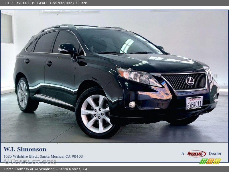 Obsidian Black / Black 2012 Lexus RX 350 AWD