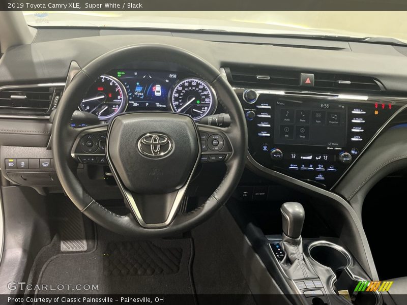 Super White / Black 2019 Toyota Camry XLE