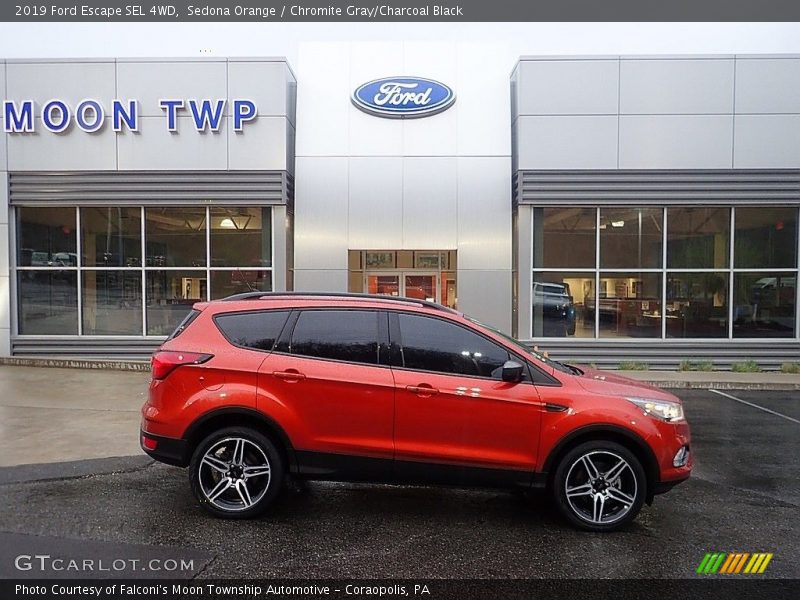 Sedona Orange / Chromite Gray/Charcoal Black 2019 Ford Escape SEL 4WD