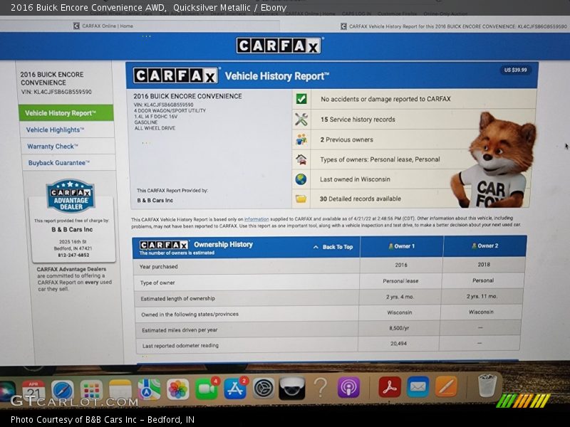 Quicksilver Metallic / Ebony 2016 Buick Encore Convenience AWD