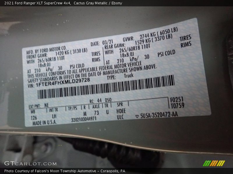 Cactus Gray Metallic / Ebony 2021 Ford Ranger XLT SuperCrew 4x4
