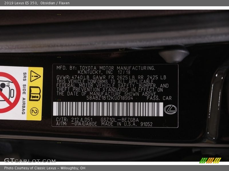 Obsidian / Flaxen 2019 Lexus ES 350