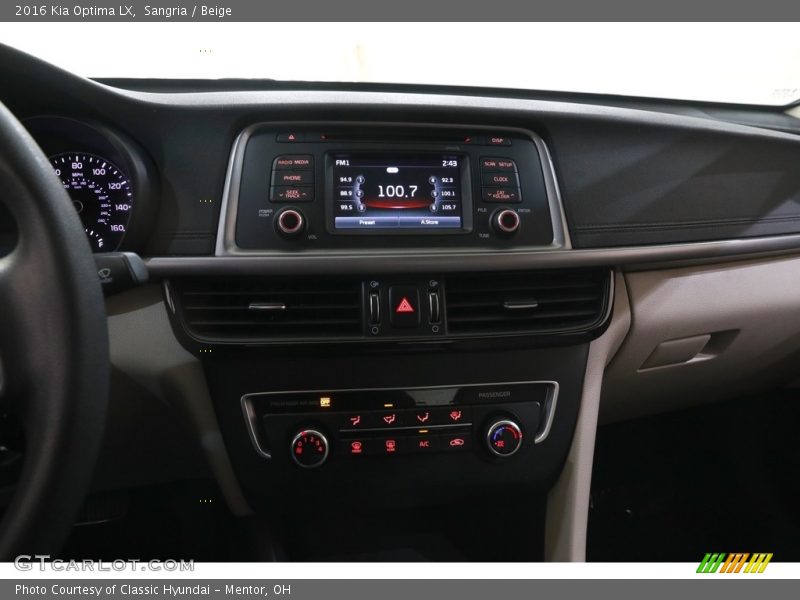 Controls of 2016 Optima LX